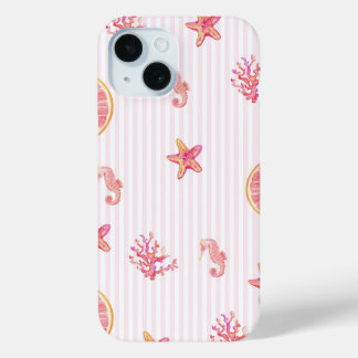Coque Case-Mate iPhone Pink Stripe Summer Marine Pattern