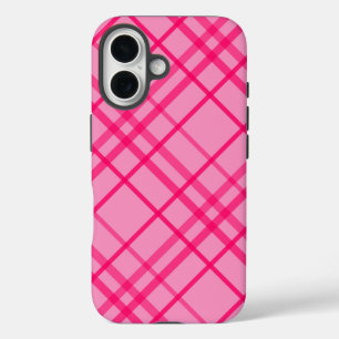 Coque Pour iPhone 16 Pink Sur Tartan Rose Plaid Design Motif