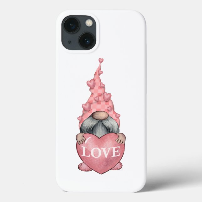 Coques Case-Mate iPhone Pink Valentine Gnome avec Clipart Coeur (Verso)