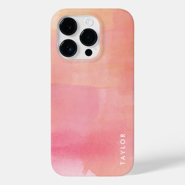 Coques Case-Mate iPhone Pink Watercolor Ombre Nom (Verso)