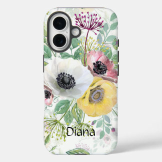 Coque Pour iPhone 16 Pink, white and yellow anemones.