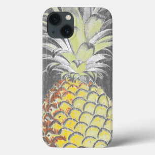 Etui iPhone 13 Pinneappa jaune tropical sur gris