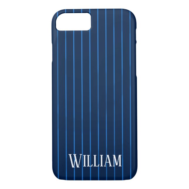 Coques Case-Mate iPhone Pinstripes bleu marine personnalisées (Dos)