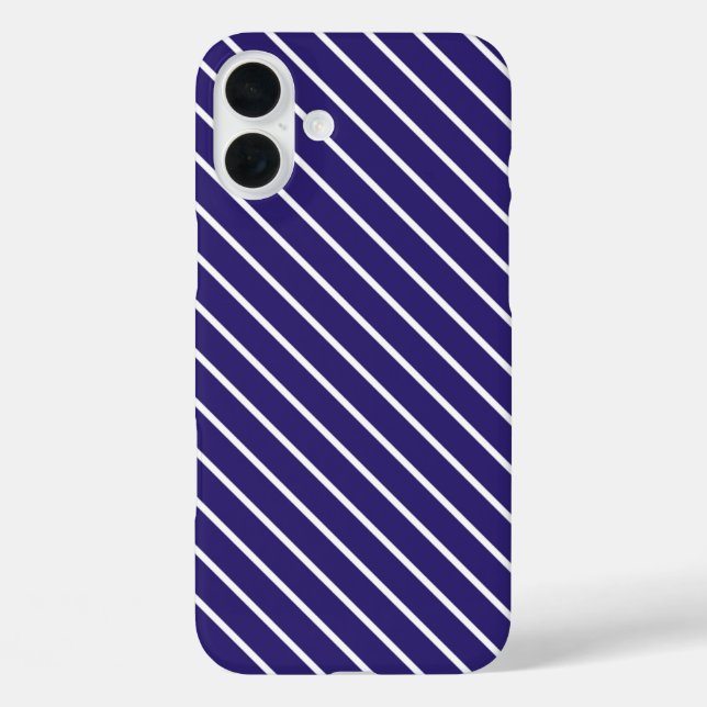 Coques Case-Mate iPhone Pinstripes diagonales - bleu marine et blanc (Verso)