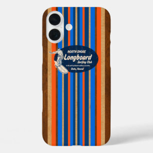 Coque Pour iPhone 16 Plus Pipeline Surboard Hawaiian Stripes Royal Blue