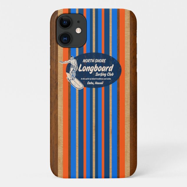 Coques Case-Mate iPhone Pipeline Surboard Hawaiian Stripes Royal Blue (Dos)