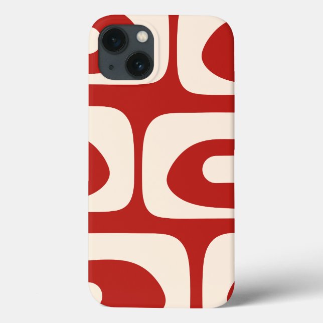Coques Case-Mate iPhone Piquet Abstrait minimal rouge et crème du milieu d (Verso)