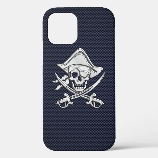 Coques Case-Mate iPhone Pirate Chrome sur l'impression de fibre de carbone (Verso)