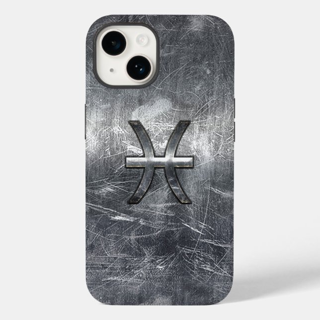 Coques Case-Mate iPhone Pisces Zodiac Se connecter en grunge style acier (Verso)