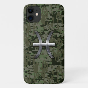 Coques Pour iPhone Pisces Zodiac Sign on Woodland Digital Camo Deco