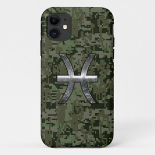 Coque Case-Mate iPhone Pisces Zodiac Sign on Woodland Digital Camo Deco
