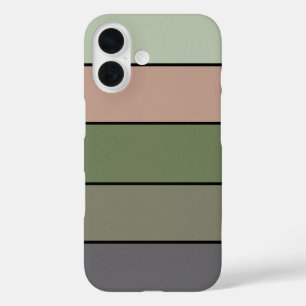Coque Pour iPhone 16 Pistachio Coquille verte Pêche pourpre rayures