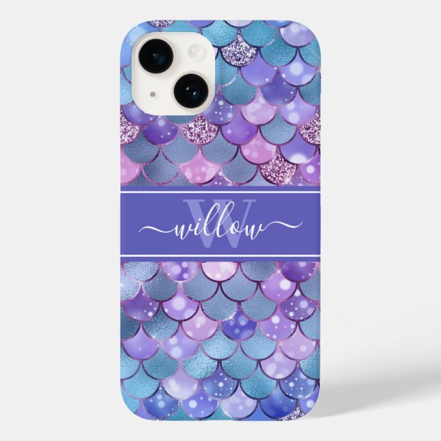 Coques Case-Mate iPhone Pistes de sirène violet Nom du Motif Monogramme (Verso)