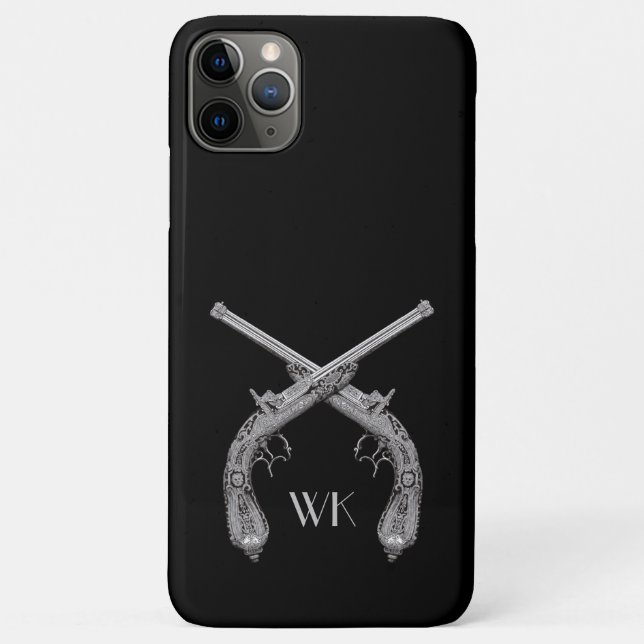Coques Case-Mate iPhone Pistolets croisés Monogramme Noir (Dos)
