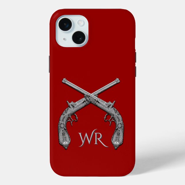 Coques Case-Mate iPhone Pistolets Croisés Monogramme Rouge (Verso)