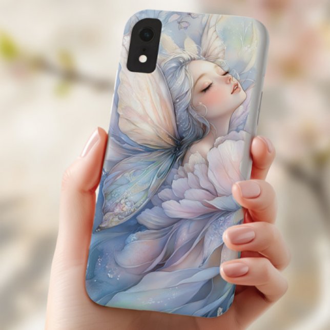 Coques Case-Mate iPhone Pivoine de l'Aube (the Iphone XR with the image of Peony of the Dawn shown in the hand of a young woman)
