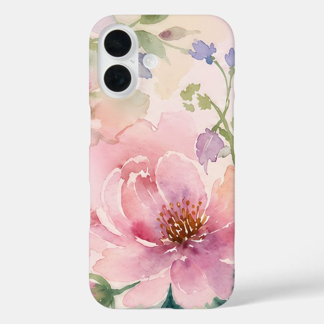 Coques Case-Mate iPhone Pivoine Florale Aquarelle Rose Pâle (Verso)