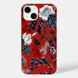 Coque Case-Mate iPhone Pivoine Magnolia Chinoiserie Indigo Cramoisi Hiver