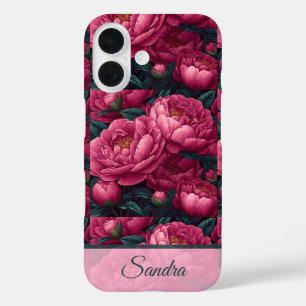 Coque Pour iPhone 16 Pivoine personnalisée, cadeau de Noël classique