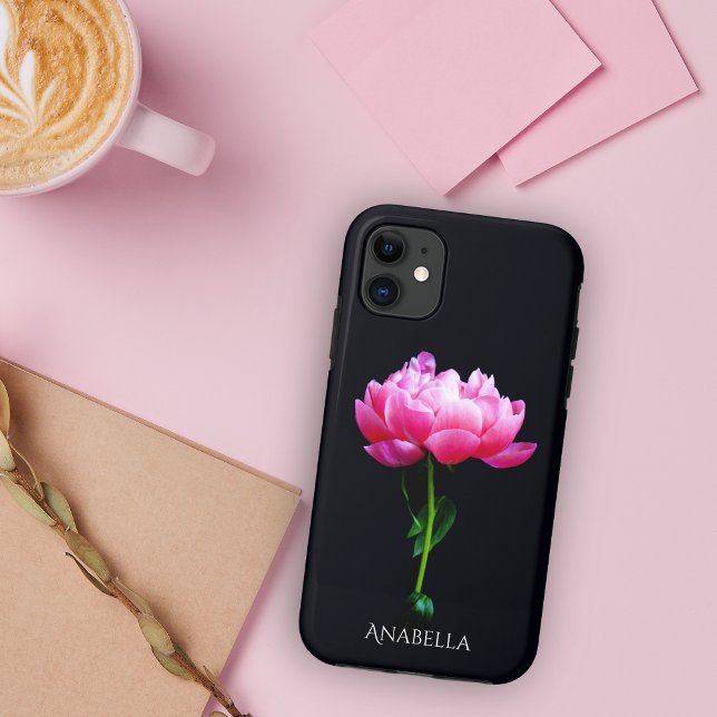 Coques Case-Mate iPhone Pivoine Rose Élégante Simple Personnalisable (Créateur téléchargé)