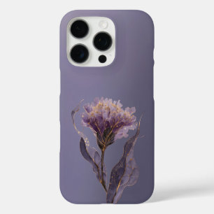 Coque iPhone 16 Pro Pivoine Violette Inspirée Florale Accents Dorés