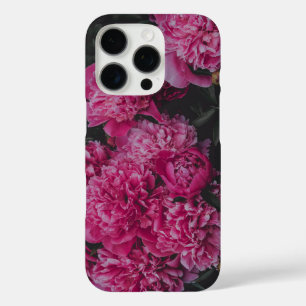 Coque iPhone 16 Pro Pivoines roses, esthétique sombre et lunatique