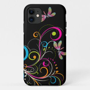 Coque Case-Mate iPhone PixDezines Arc en ciel Swirls+Dragonfly/DO-IT-YOUR