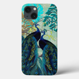 iPhone 13 Coque PixDezines Peacocks psychédéliques+Damask