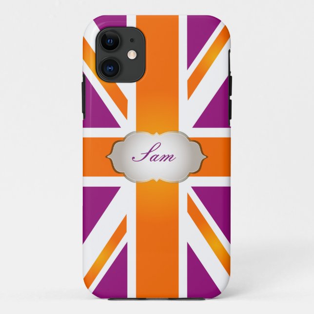Coques Case-Mate iPhone PixDezines union jack/framboise+orange (Dos)