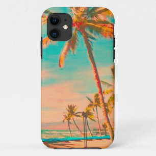 Coque Case-Mate iPhone PixDezines Vintage Hawaiian Beach Scène/turquoise