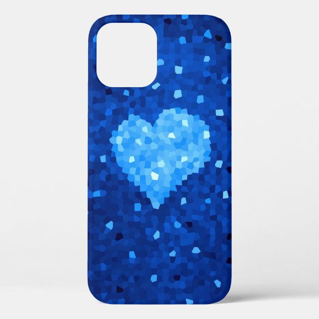Coques Case-Mate iPhone Pixel Art Blue Heart Retro Gamer Love (Verso)