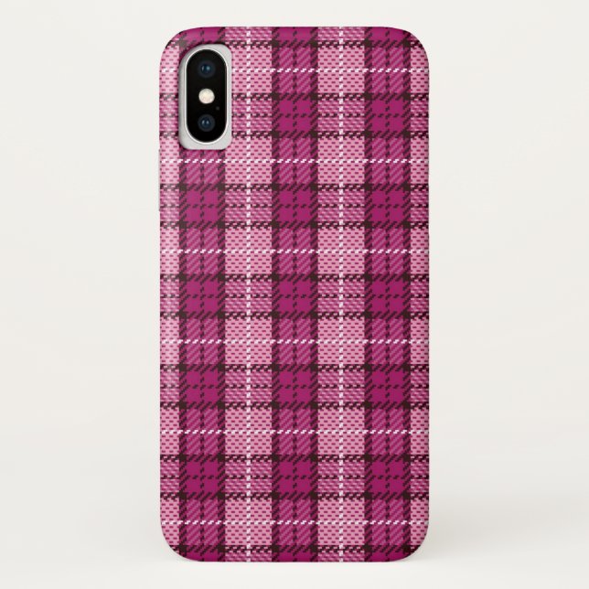 Coques Case-Mate iPhone Pixel Plaid_Magenta-Black (Dos)