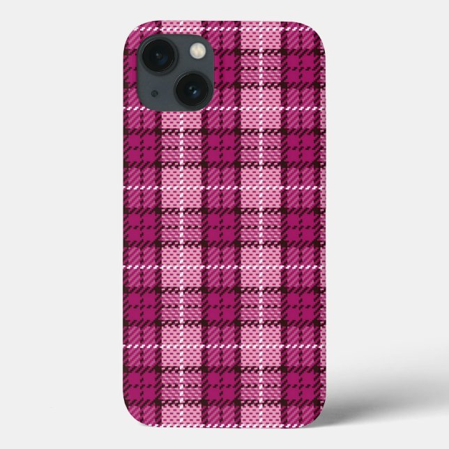 Coques Case-Mate iPhone Pixel Plaid_Magenta-Noir (Verso)