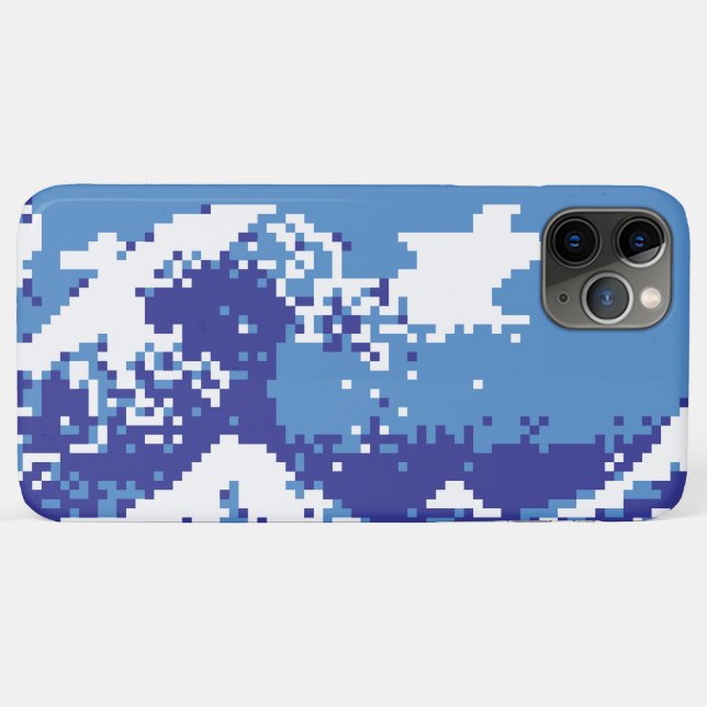 Coques Case-Mate iPhone Pixel Tsunami bleu 8 bits Pixel Art (Dos (Horizontal))