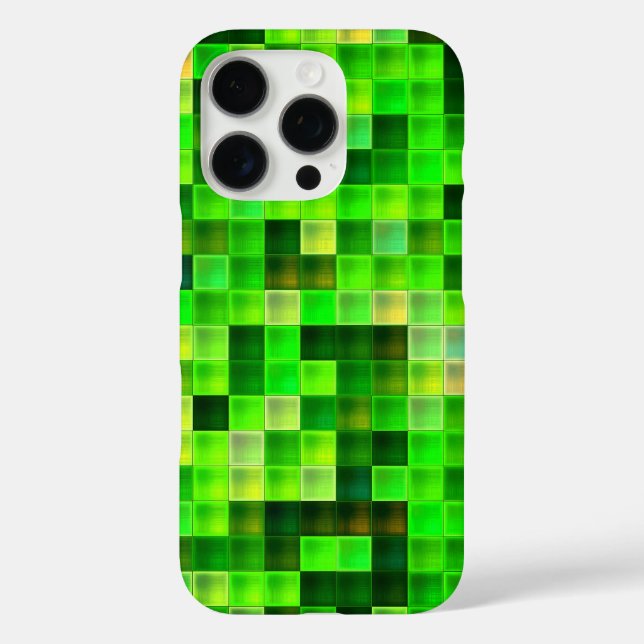 Coques Case-Mate iPhone Pixels de jeu vidéo Motif Carré vert (Verso)