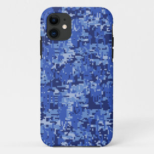 Coque Case-Mate iPhone Pixels numériques bleus Camouflage Décor Texture