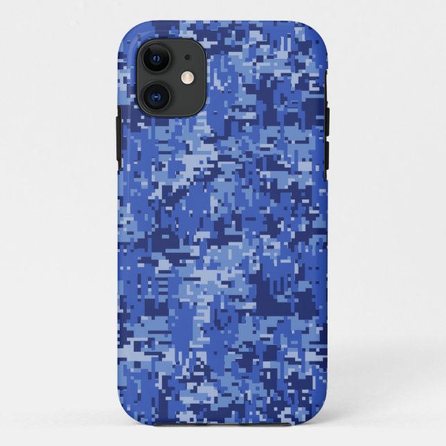 Coques Case-Mate iPhone Pixels numériques bleus Camouflage Décor Texture (Dos)
