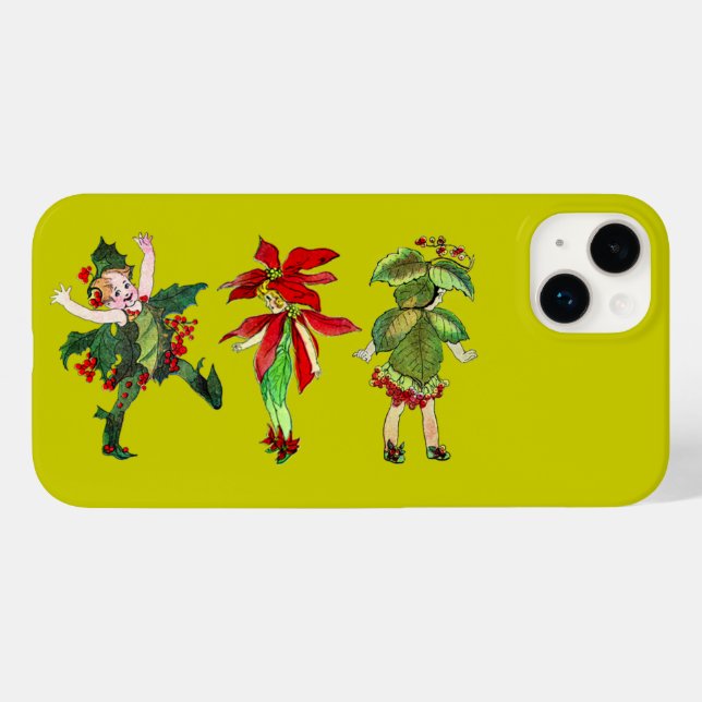 Coques Case-Mate iPhone Pixies de Noël Vintage (Verso (horizontal))