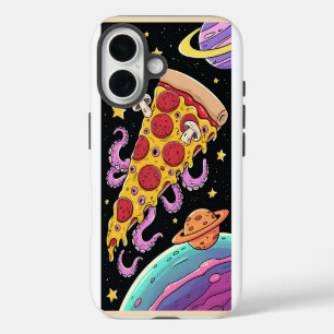 Coque Pour iPhone 16 Pizza Cosmique Slice : aventure spatiale ironique