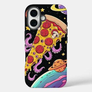 Coque Pour iPhone 16 Pizza Cosmique Slice : aventure spatiale ironique