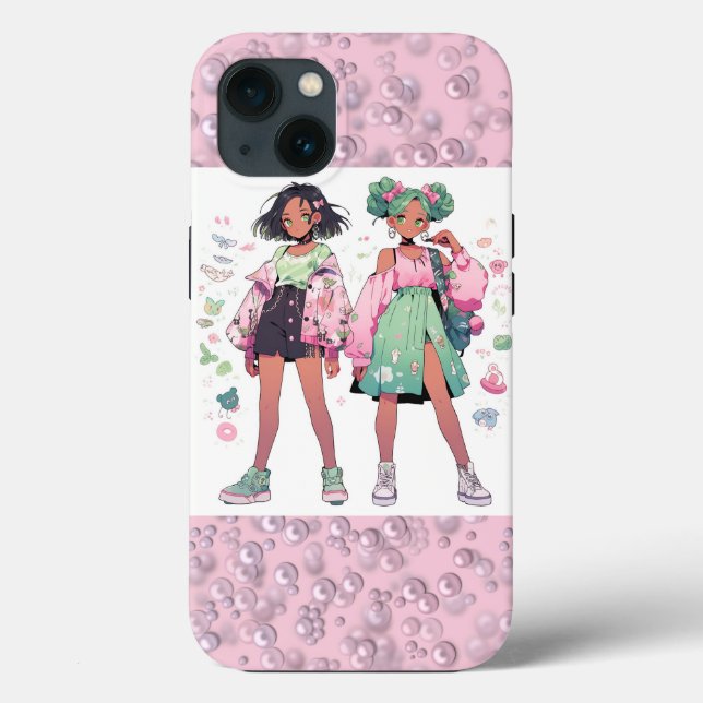 Coques Case-Mate iPhone Placers de perles blanches roses sur velours rose (Verso)