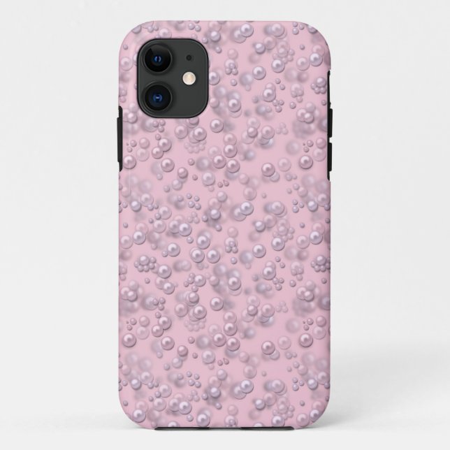 Coques Case-Mate iPhone Placers of white-pink pearls on pink velvet (Dos)