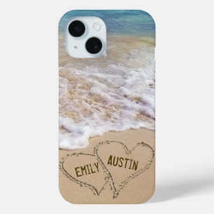 Coque Case-Mate iPhone Plage Amour Coeurs Avec Noms