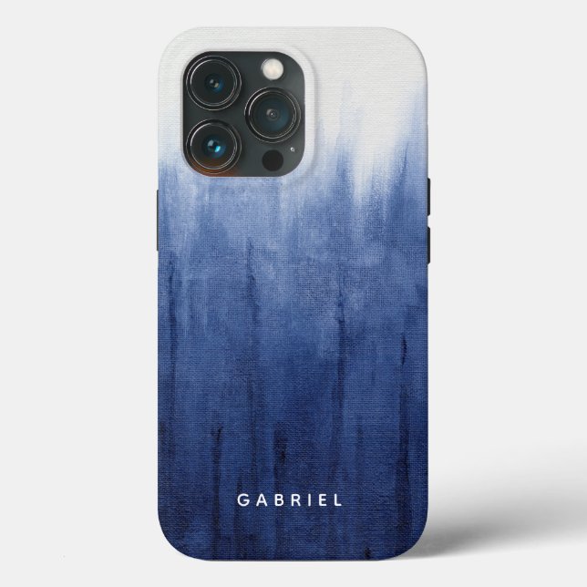 Coques Case-Mate iPhone Plage Côtière Moderne Bleu n Blanc Shibori Tie Dye (Verso)