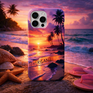 Coque Case-Mate iPhone Plage de coucher de soleil tropicale customisée - 
