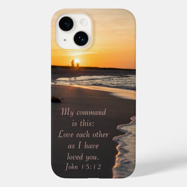 Coques Case-Mate iPhone Plage De Marche En Couple À Sunrise John 15 12 (Verso)