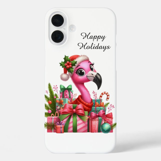 Coques Case-Mate iPhone Plage de Noël festive flamant rose personnalisable (Verso)
