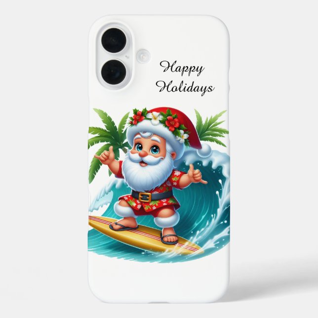 Coques Case-Mate iPhone Plage de Noël festive personnalisable Père Noël  (Verso)