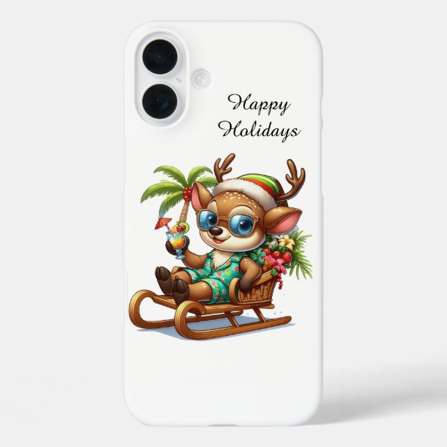 Coques Case-Mate iPhone Plage de Noël festive rène personnalisable (Verso)