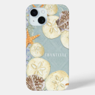 Coque Case-Mate iPhone Plage de Sea Shells à l'écrevisse florale Bleu